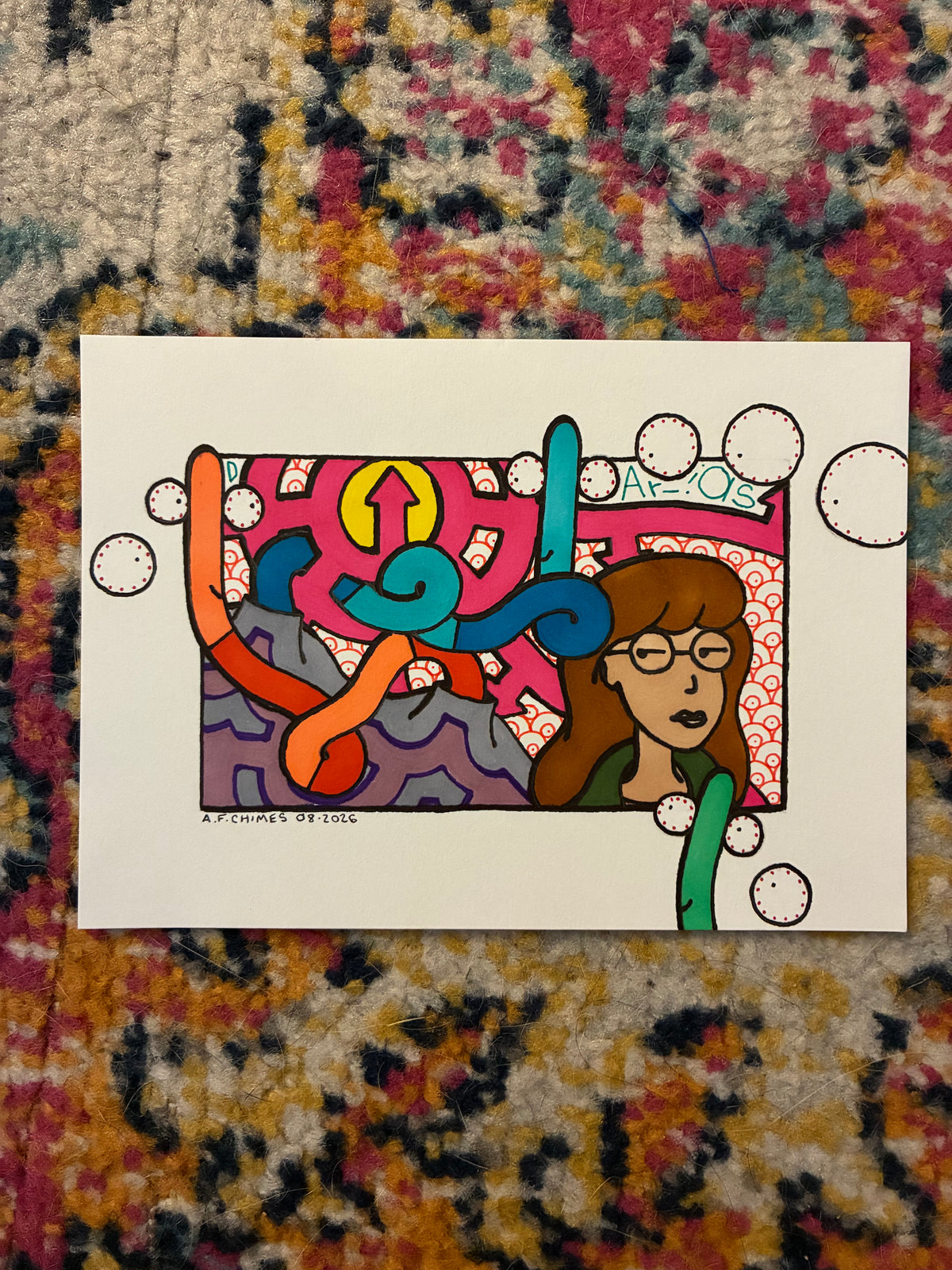 Depressed Girl (5x7) - Hand Drawn
