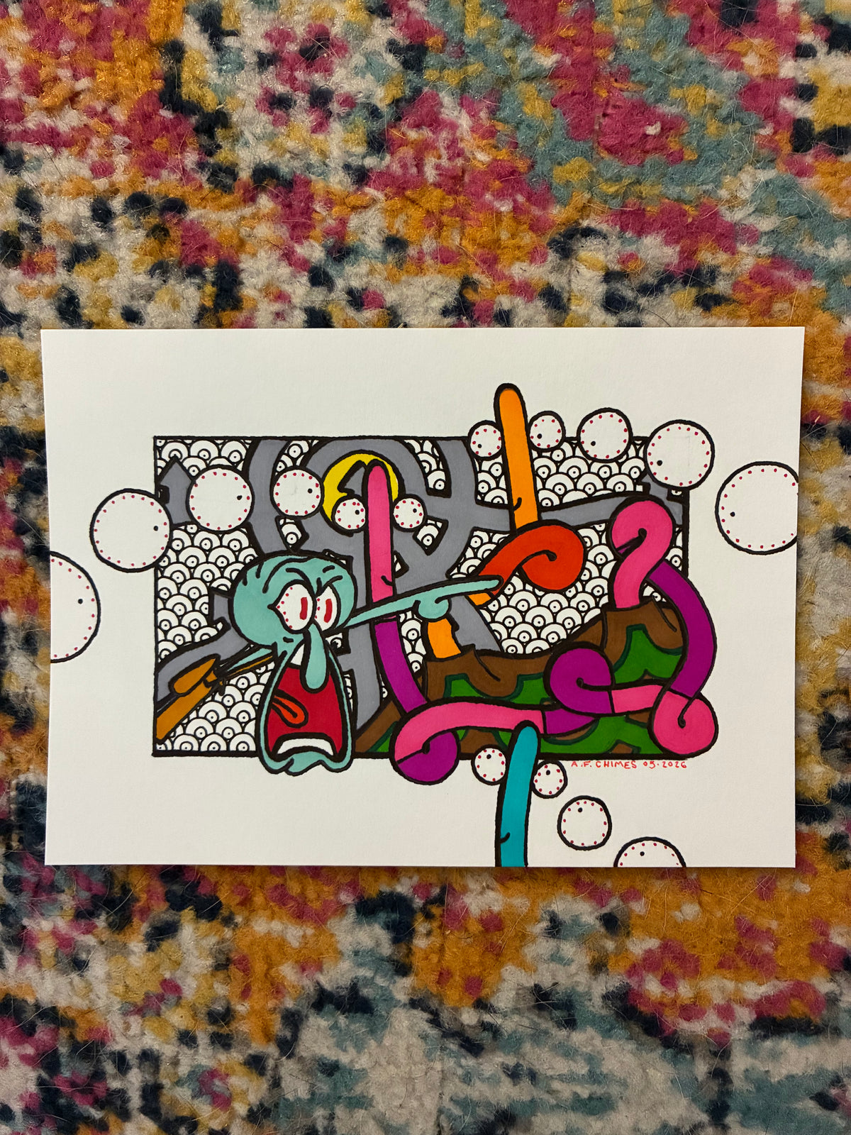 Sea Creature (5x7) - Hand Drawn