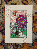 Skeleton Plays Cat (5x7) - Hand Drawn