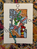 Beach Chicken (5x7) - Hand Drawn