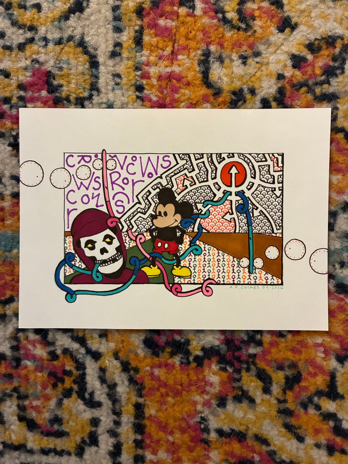 Crimson Ghost and Steamboat Willie (5x7) - Hand Drawn