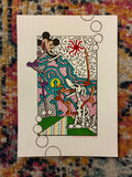 Steamboat Willie and Dog Skeleton (5x7) - Hand Drawn