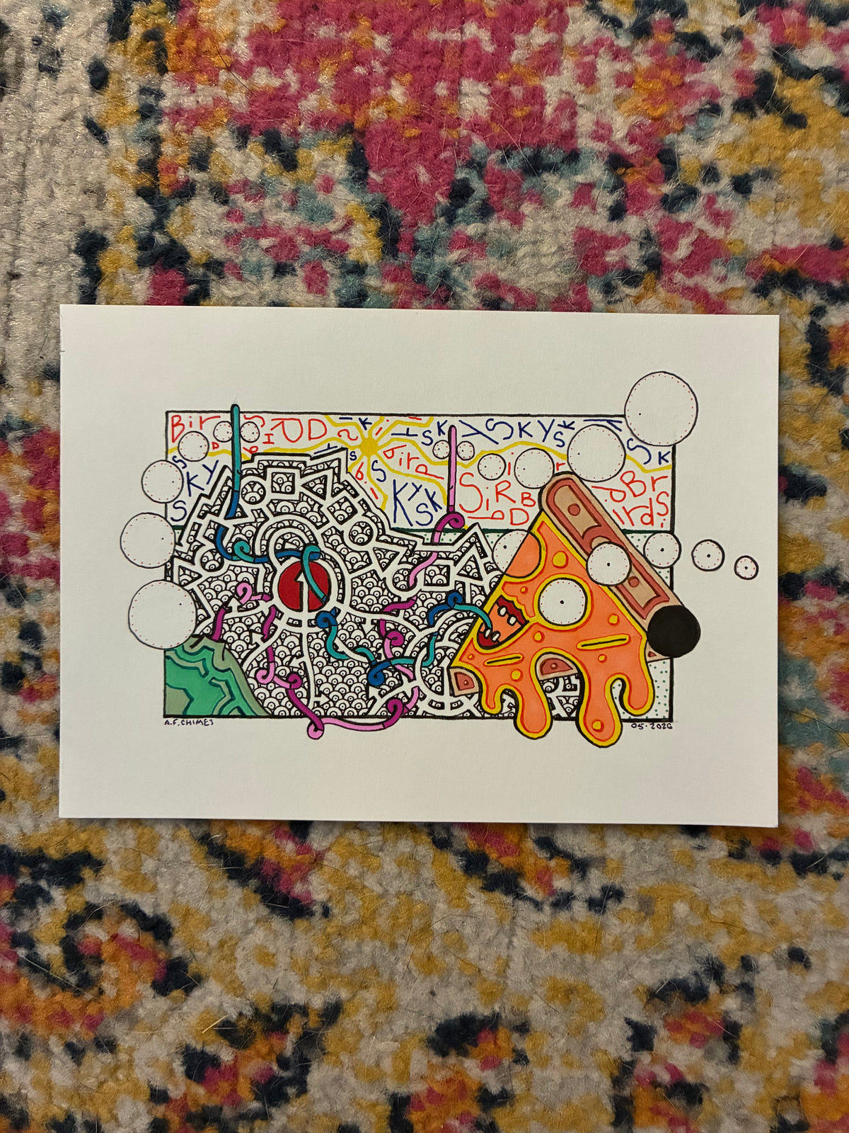 Pizza Art (5x7) - Hand Drawn