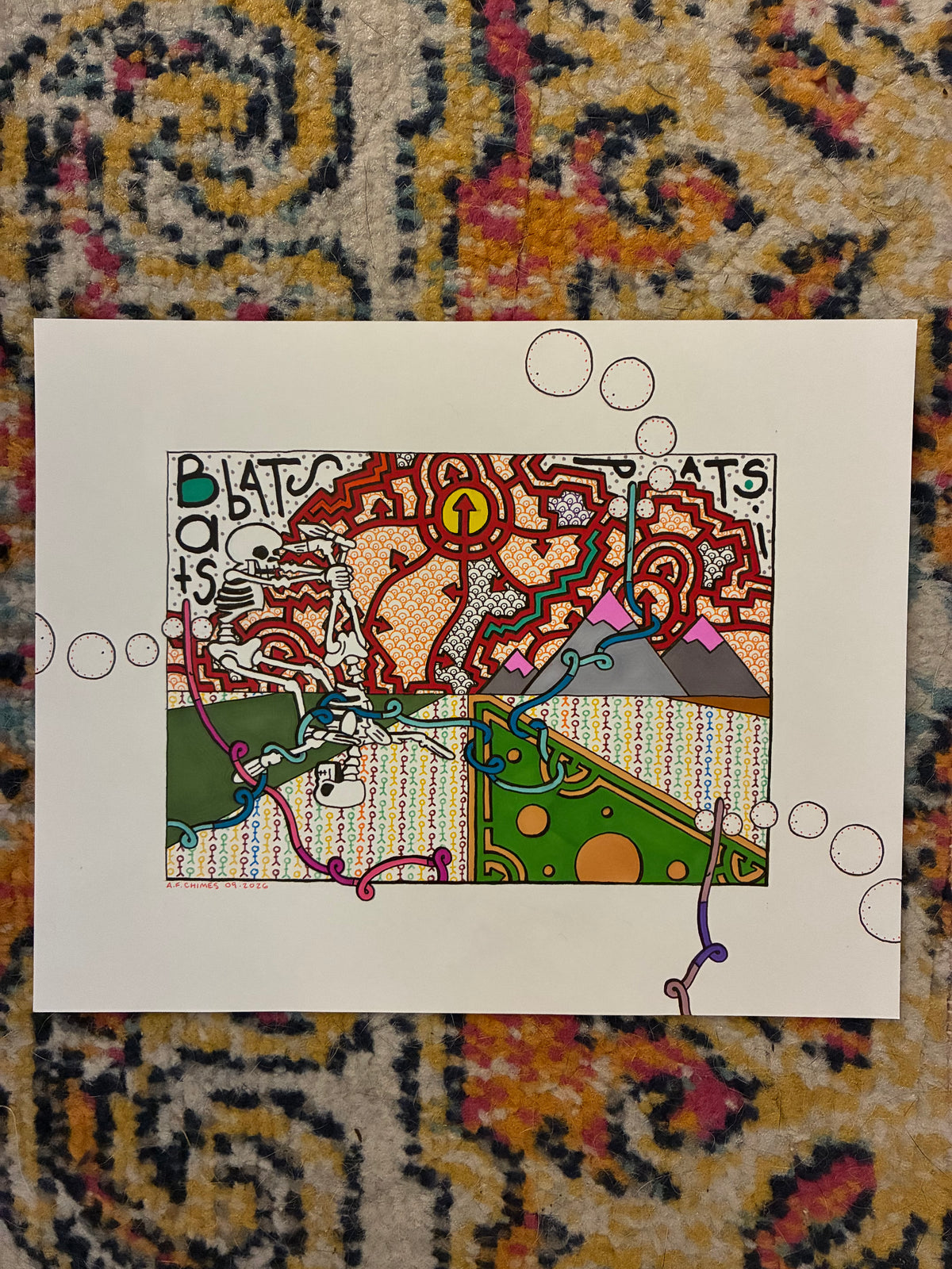 Skeleton Dance (8x10) - Hand Drawn