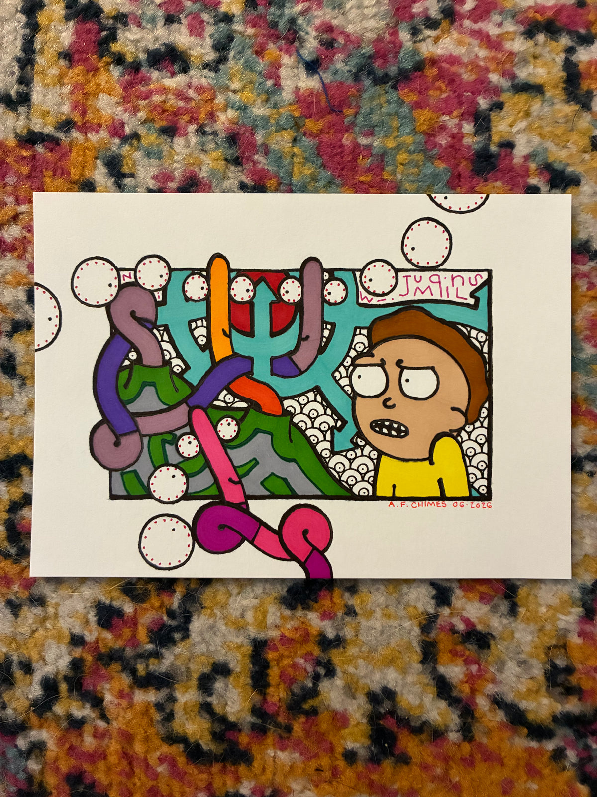 Kid in Yellow Shirt (5x7) - Hand Drawn
