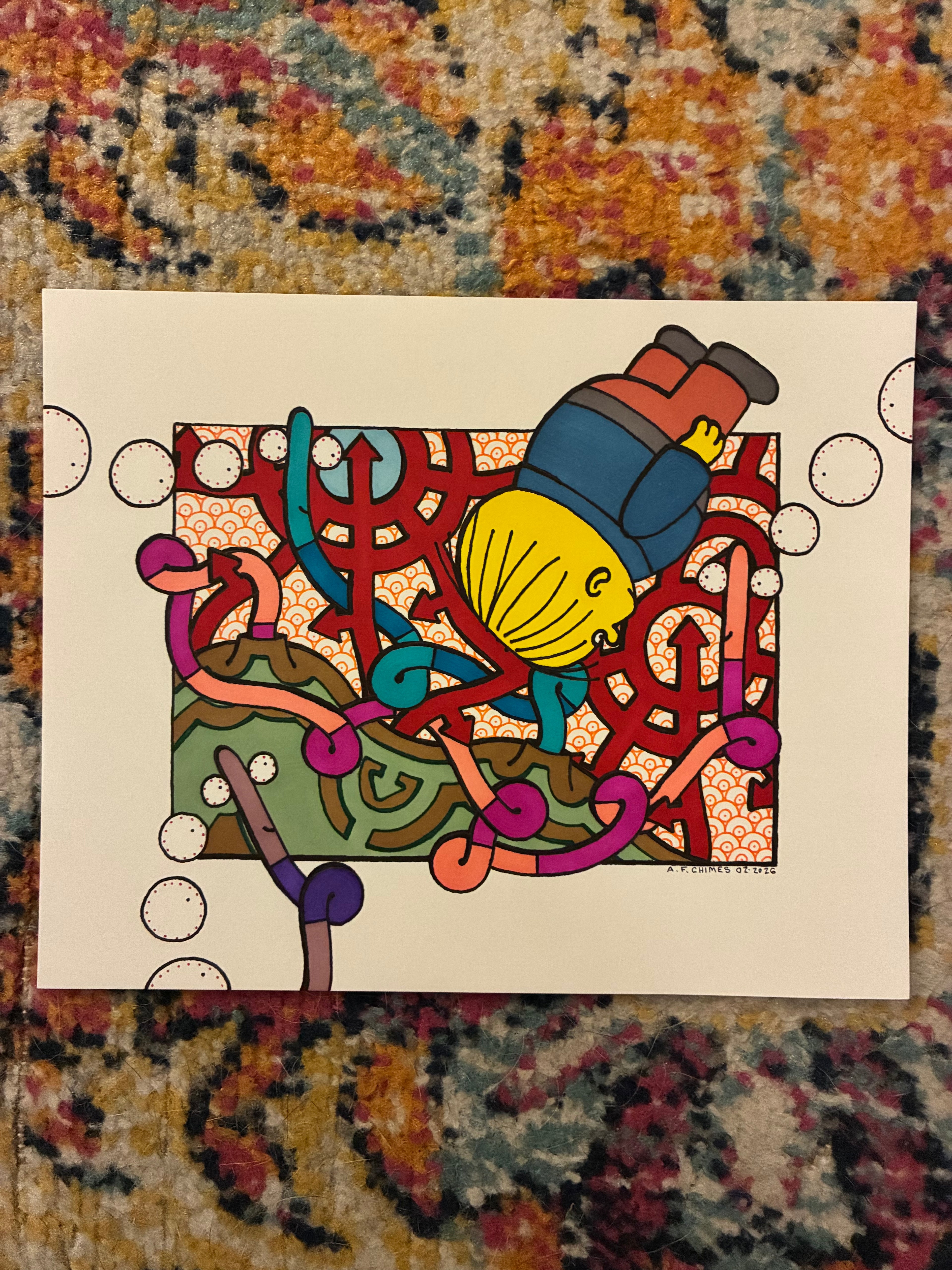 Boy Falling (8x10) - Hand Drawn
