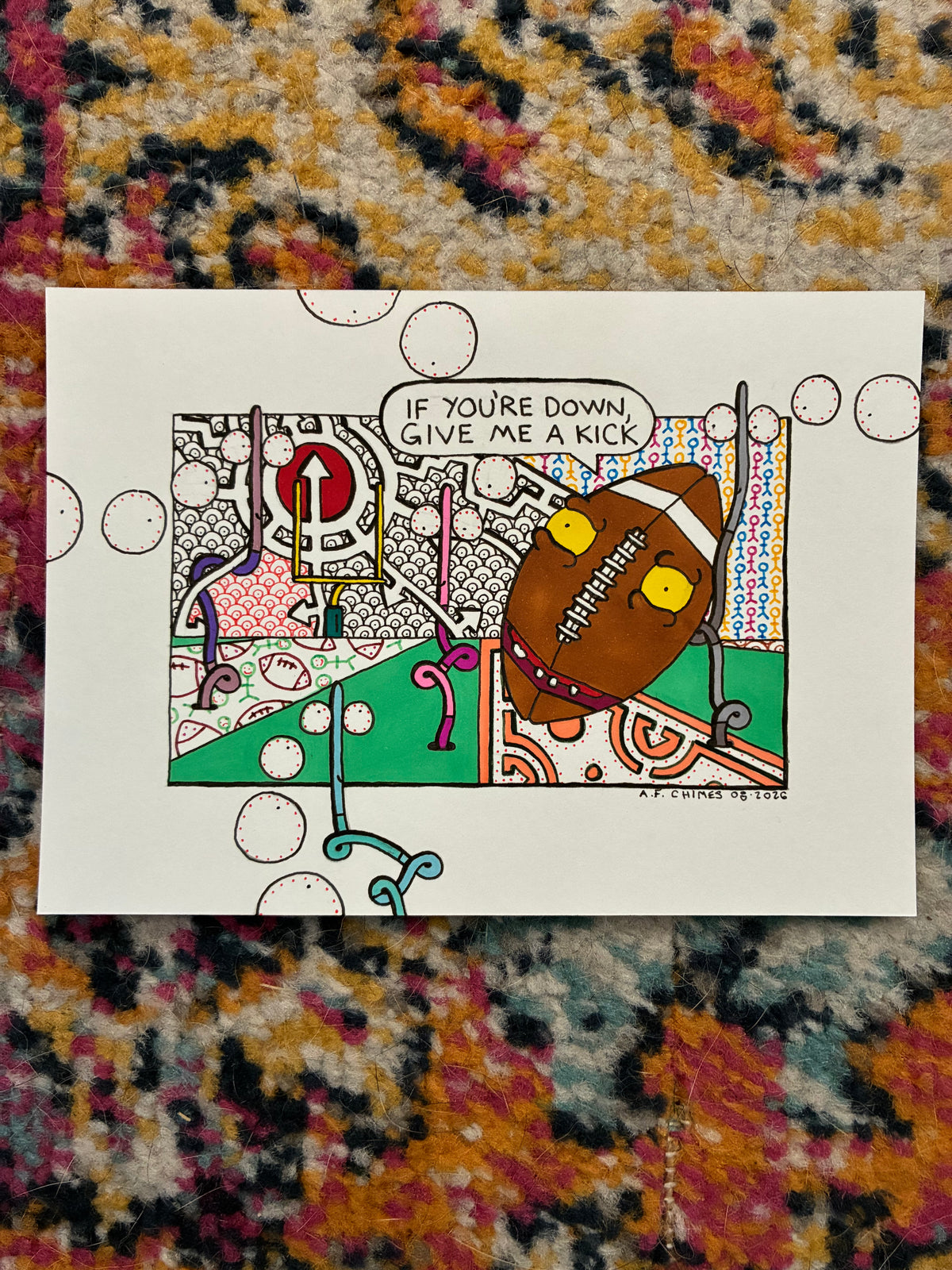 Football Therapy (5x7) - Hand Drawn